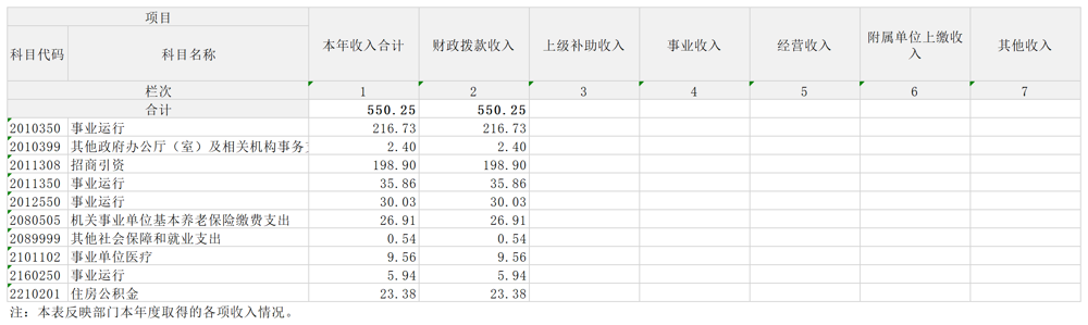 收入决算表